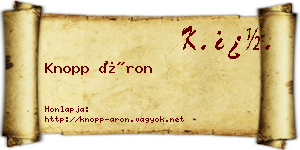 Knopp Áron névjegykártya